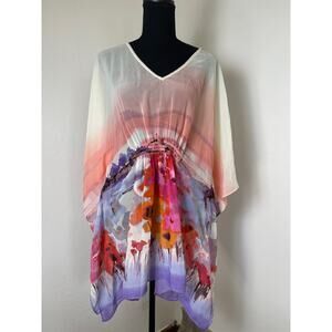 Lane Bryant Women's Beaded Fairy Floral Sheer Cover Up Cape Elastic Waist 18